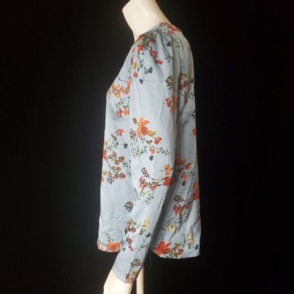 Honey Punch Blue Floral Long Sleeve Top - Picture 3 of 5